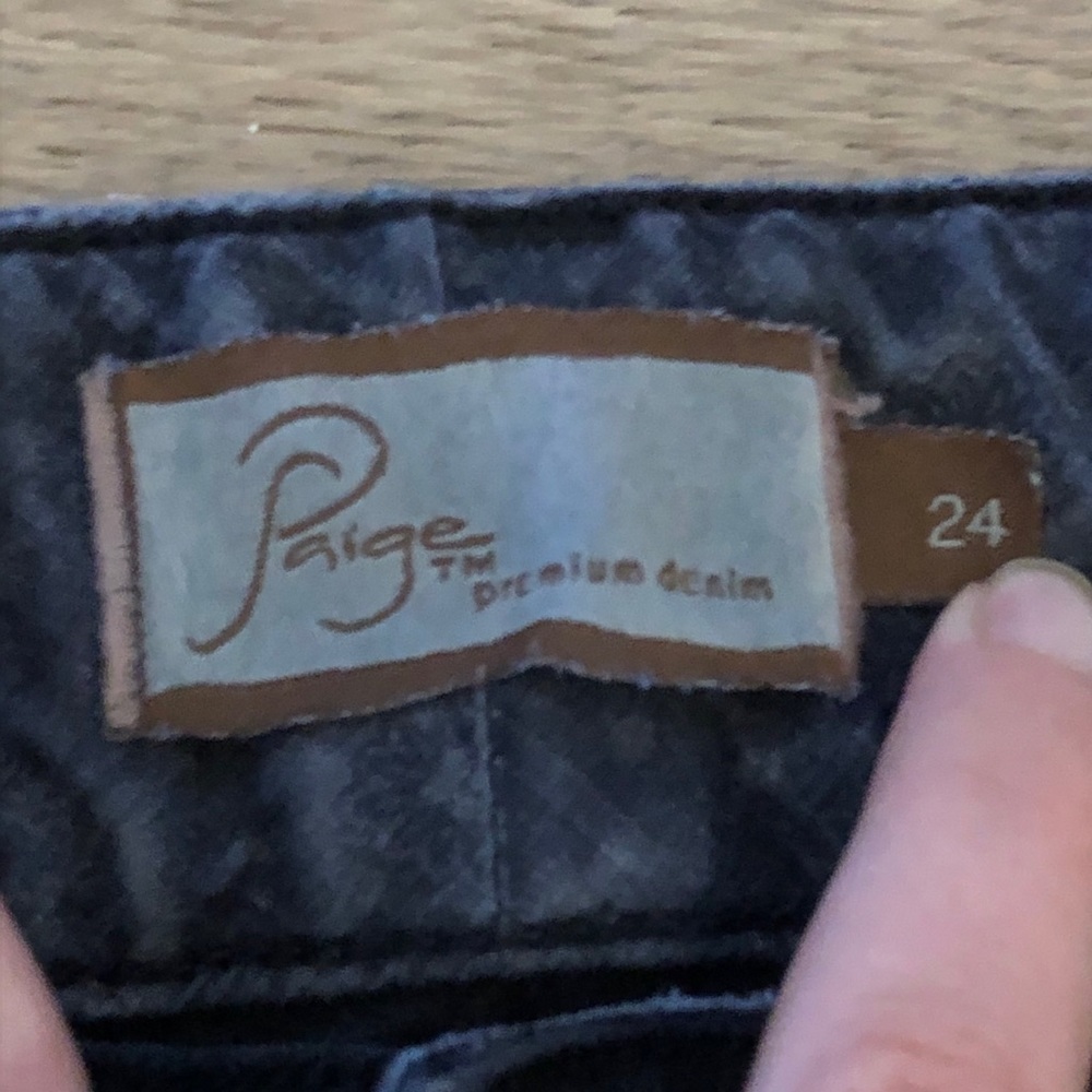 Paige Mid Rise Straight Black denim jeans Sz 24 - Picture 3 of 12